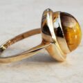 Striking Tigers Eye Frame Ring in 9ct Gold, a UK N 1/2 or a US 7.