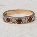 Pretty Red and White Paste Stone Ring in 9ct Gold, a UK L 1/2 or a US 6 1/4.