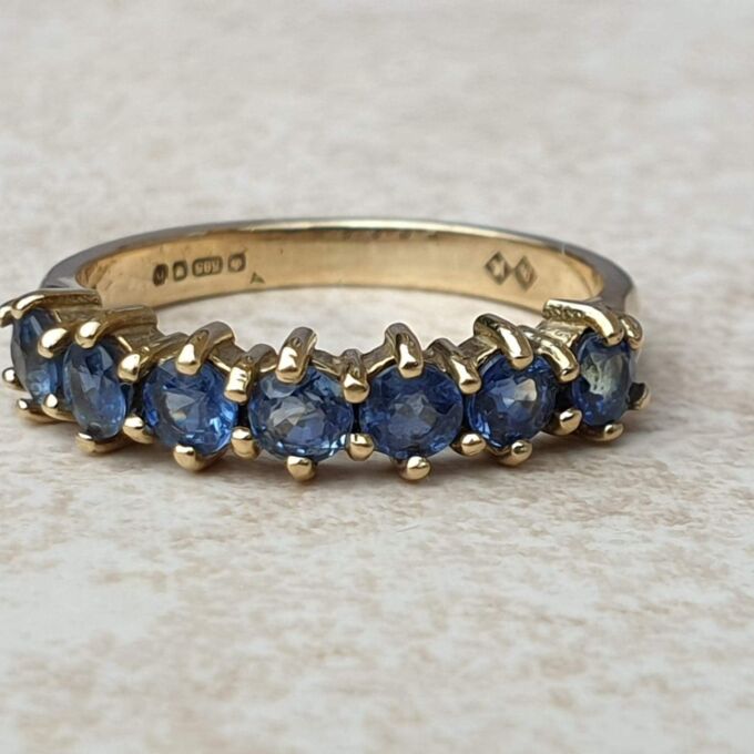 Reserved Cornflower Blue Sapphire Stacking Band,18ct Gold, a UK L 1/2 or a US 6.