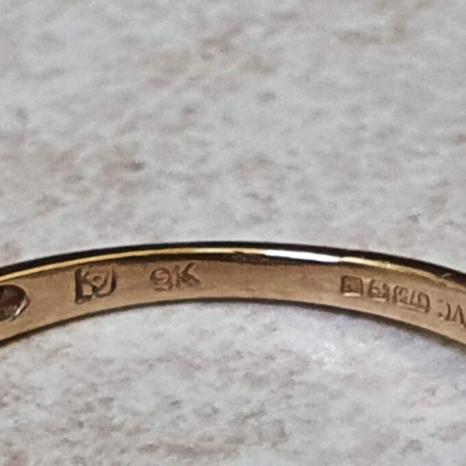 Rainbow and Peach Moonstone Ring in 9ct Gold.