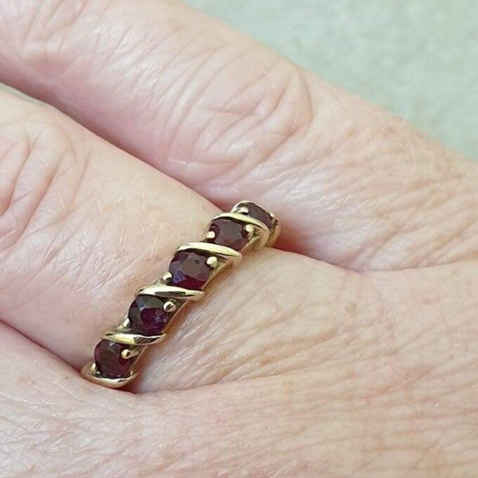 Five Stone Ruby Ring in 9ct Gold.