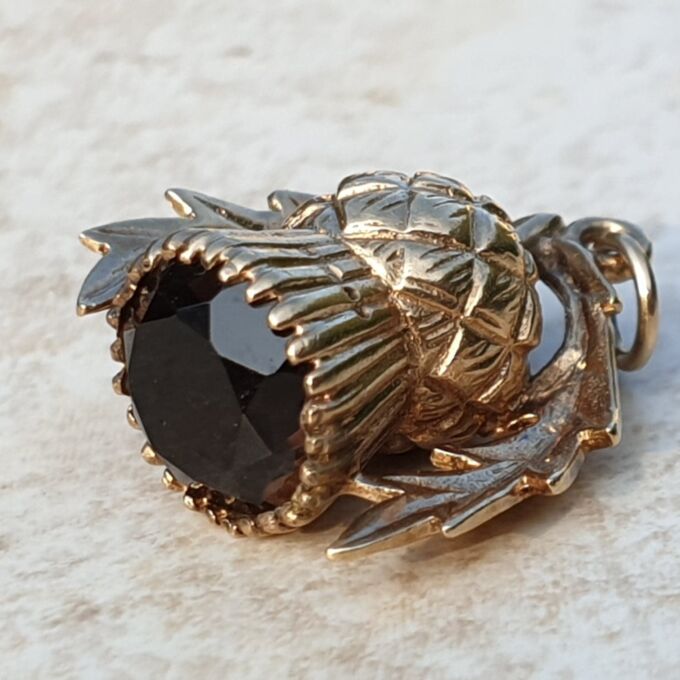 Thistle Pendant with Smoky Quartz in 9ct Gold