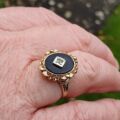 Vintage Onyx Ring in 10k Rose and Yellow Gold, a UK J or a US 5