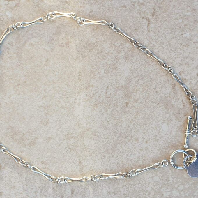 Fancy Link T Bar Necklace in Sterling Silver