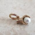 Tiny Faux Pearl Eagle Claw Pendant Charm in 9ct Gold