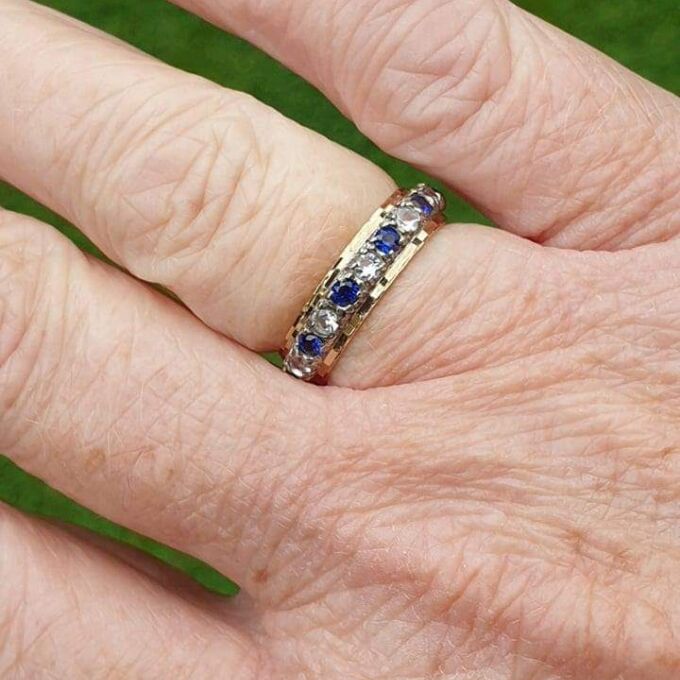 Synthetic Spinel Full Eternity Ring in 9ct Gold.