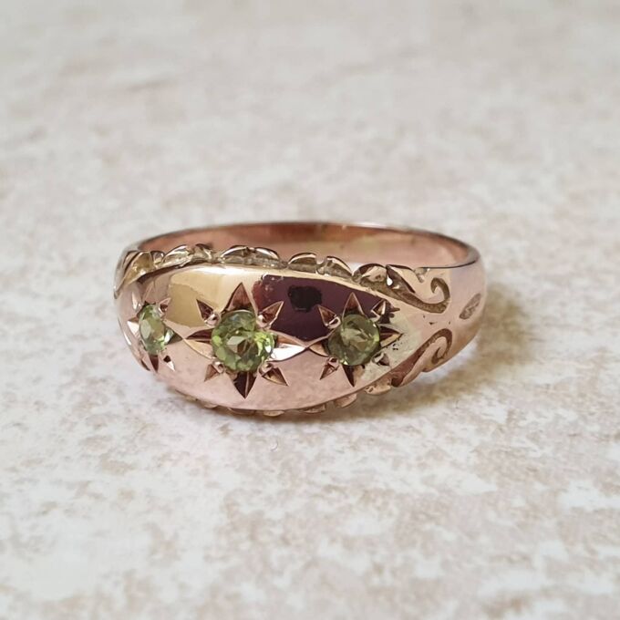Peridot Gypsy Ring in 9ct Rose Gold,  a UK L 1/2 or a US 6.