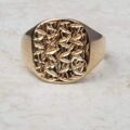 Textured Oval Signet Ring in 9ct Gold, a UK O or a US 7 1/2.
