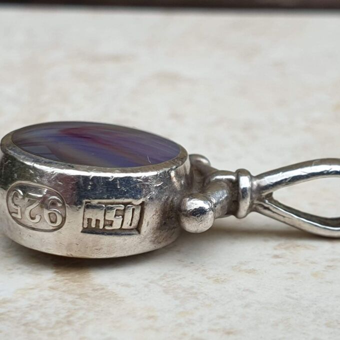 Mother of Pearl and Agate Pendant in Sterling Silver by David Scott Walker.