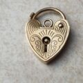 Small Engraved Heart Padlock in 9ct Gold