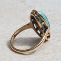 Quirky Vintage Turquoise Navette Ring in 9ct Gold, a UK J 1/2 or a US 5 1/4.