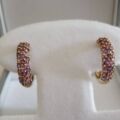 Tri Colour Gemset Huggie Hoop Earrings in 9ct Gold