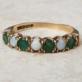 Opal and Green Stone Stacking Band in 9ct Gold, a UK N 1/2 or a US 7 1/4.