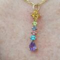 Reserved – Multi Stone Rainbow Drop Pendant in 9ct Gold