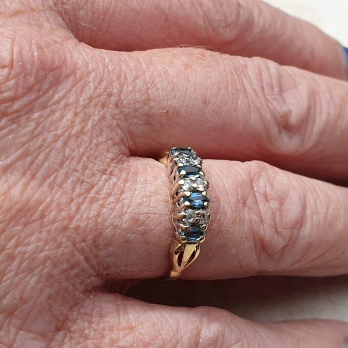 Marquise Cut Topaz and Paste Ring in 9ct Gold, a UK L or a US 6.