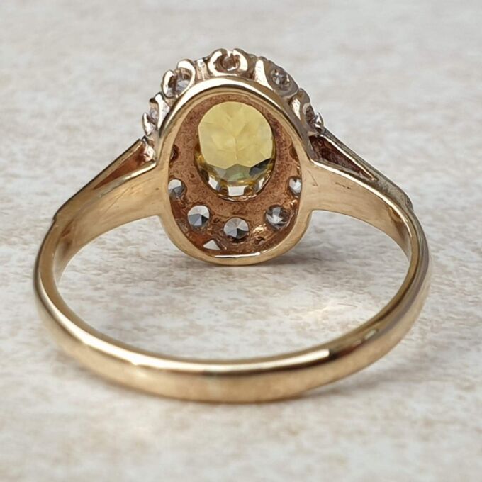 Yellow and White Topaz Cluster Ring in 9ct Gold,  a UK J  or a US 5.
