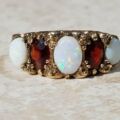 Sale – Chunky Opal and Garnet 9ct Gold Ring, a UK L 1/2 or a US 6 1/4.
