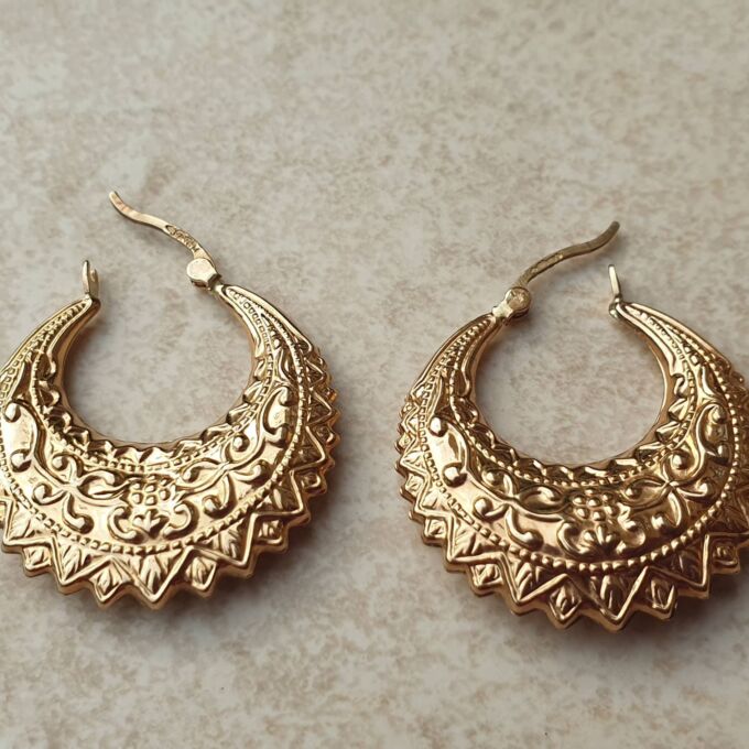 Gypsy Creole Hoop Earrings in 9ct Gold