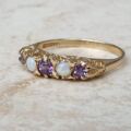 Amethyst and Opal Five Stone Ring in 9ct Gold, a UK O 1/2 or a US 7 1/2.