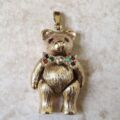 Heavy Articulated Teddy Bear with Dickie Bow in 9ct Gold