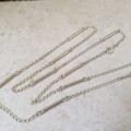 Long Length Italian Silver Bar and Link Chain Necklace, 33 inches.