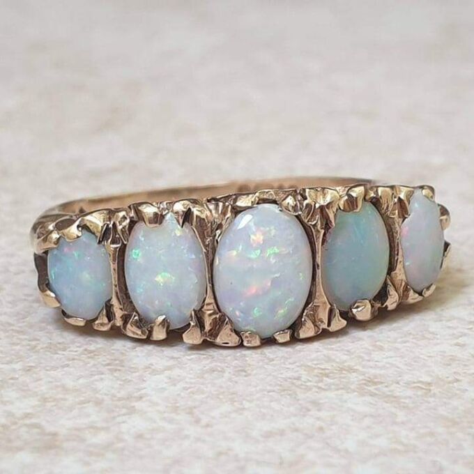 Five Stone Opal Ring in 9ct Gold.