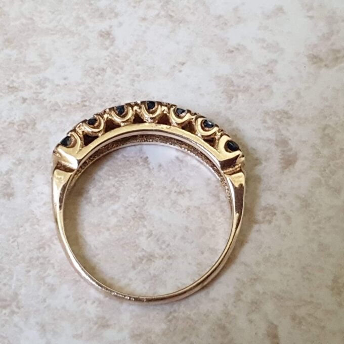 Sapphire Half Eternity Stacking Band in 9ct Gold, a UK M 1/2 or a US 6 3/4