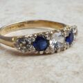 Blue and White Spinel Ring in 9ct Gold,  a UK P 1/2 or a US 8