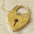 Zig Zag Engraved Heart Padlock in 9ct Gold