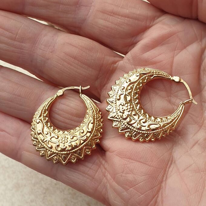 Gypsy Creole Hoop Earrings in 9ct Gold