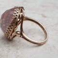 Reserved – Pink Rose Quartz Solitaire in 9ct Rose Gold, a UK M or a US 6 1/2