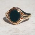 Timeless Oval Bloodstone Signet Ring in 9ct Gold, a UK K 1/2 or a US 5 3/4.