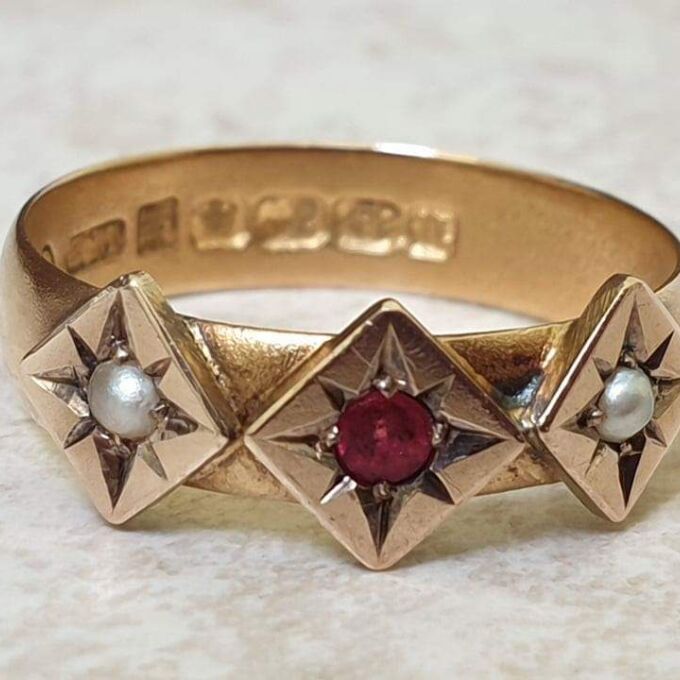 Antique Pearl and Paste Ring in 9ct and 22ct Gold.