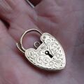 Swirl Pattern Heart Padlock in 9ct Gold