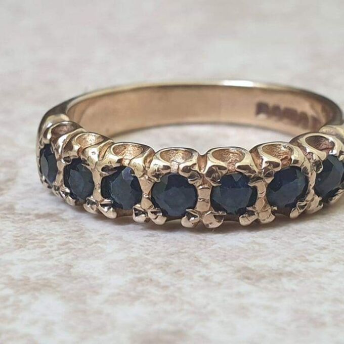 Blue Sapphire Stacking Eternity Band in 9ct Gold,  a UK K 1/2 or a US 5 3/4.