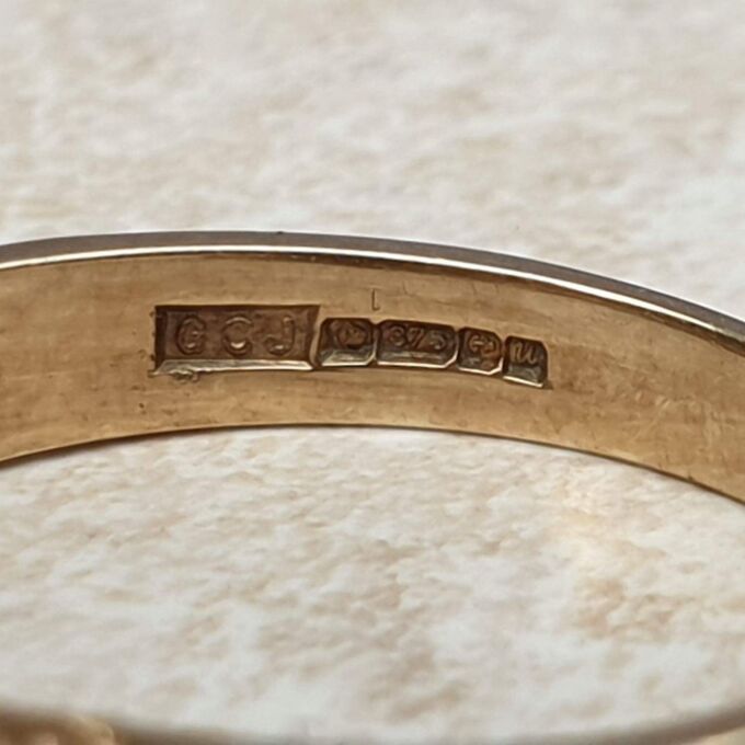 Blue Paste Half Eternity Stacking Band in 9ct Gold,  a UK M 1/2 or a US 6 3/4.