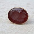 Carnelian Intaglio Centurion Fob Pendant in 9ct Gold.