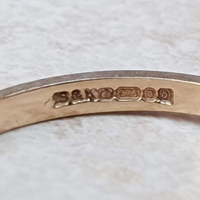 Bright Swiss Blue Topaz and Diamond Band in 9ct Gold, a UK J 1/2 or a US 5 1/4.