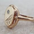 Diamond Set Engraved Signet Ring in 9ct Gold