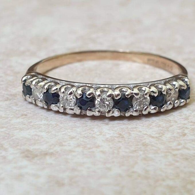 Spinel and Diamond Half Eternity Stacking Ring in 9ct Gold, a UK L or a US 6