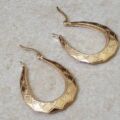 Diamond Pattern Oval Creole Earrings in 9ct Gold.