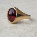 Garnet Cabochon Signet Ring in 9ct Gold,  a UK J 1/2 or a US 5 1/2.