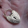 Swirl Pattern Heart Padlock in 9ct Gold