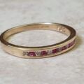 Channel Set Ruby and Diamond Narrow Band in 9ct Gold.