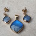 Blue Moonstone Cushion Pendant in 9ct Gold
