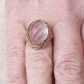 Reserved – Pink Rose Quartz Solitaire in 9ct Rose Gold, a UK M or a US 6 1/2