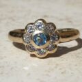 Topaz and Paste Daisy Cluster Ring in 9ct Gold,  a UK N or a US 7.