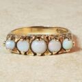 Five Stone Vintage Opal Ring in 9ct Yellow Gold, a UK N or a US 6 3/4 – 7.