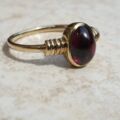 Garnet Cabochon Solitaire Ring in 9ct Gold, a UK H 1/2 or a US 4 1/4