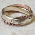 Gemset Three Colour Russian Wedding Ring in 9ct Gold.